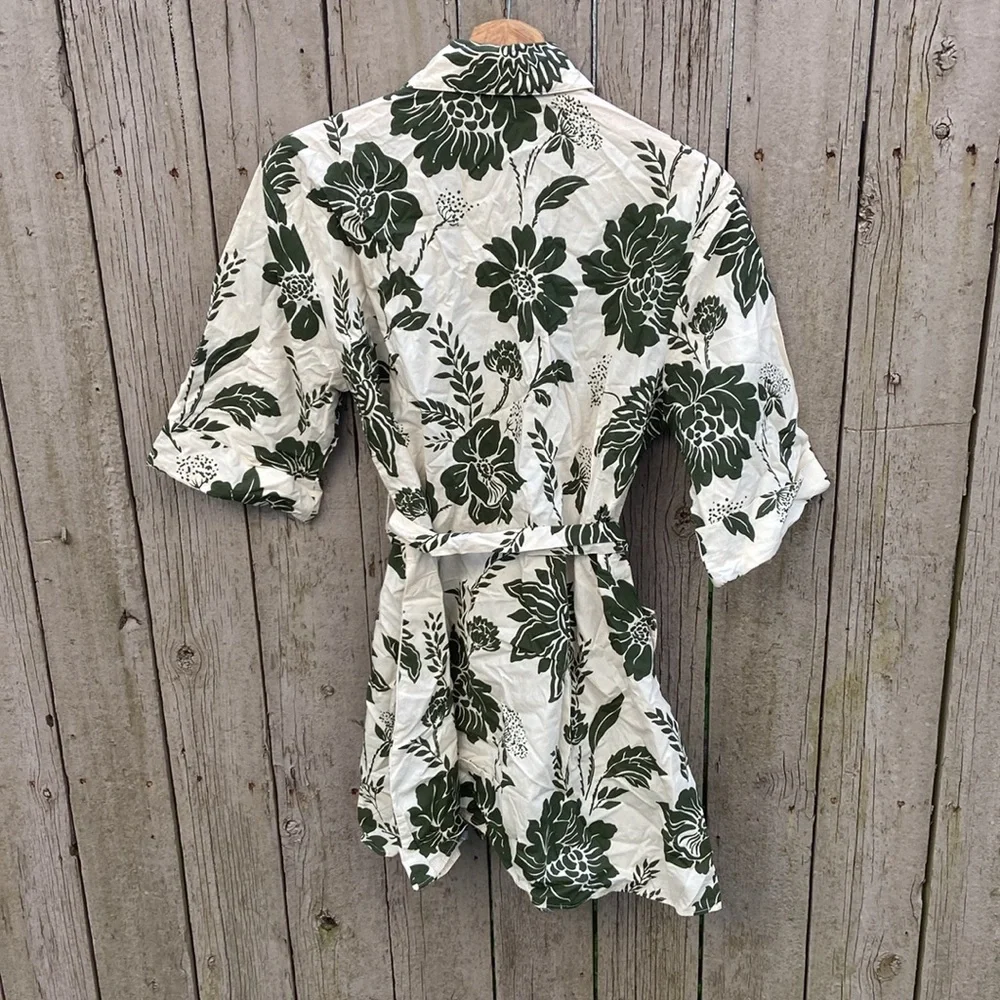 Zara Green and White Floral Blouse - Picture 5 of 6
